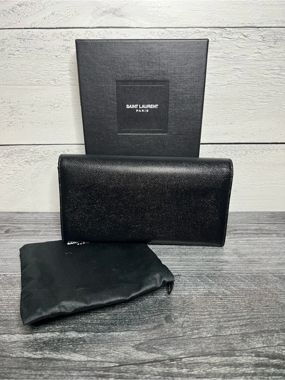 Authentic Saint Laurent Black Grain De Poudre Stud Marquage Wallet w/ COA - Picture 2 of 10
